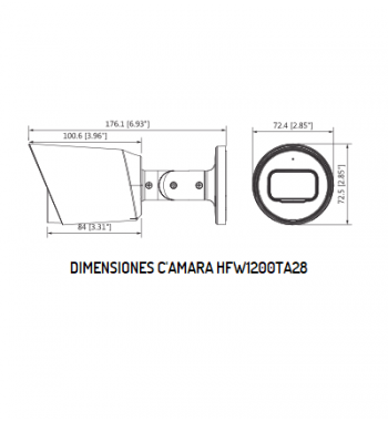 Camara Bullet HDCVI 1080p / Microfono Integrado / 103 Grados de Apertura / Lente 2.8 mm